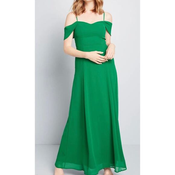 ModCloth Green Resounding Wow Maxi Dress Size 00 NWT - Picture 1 of 7